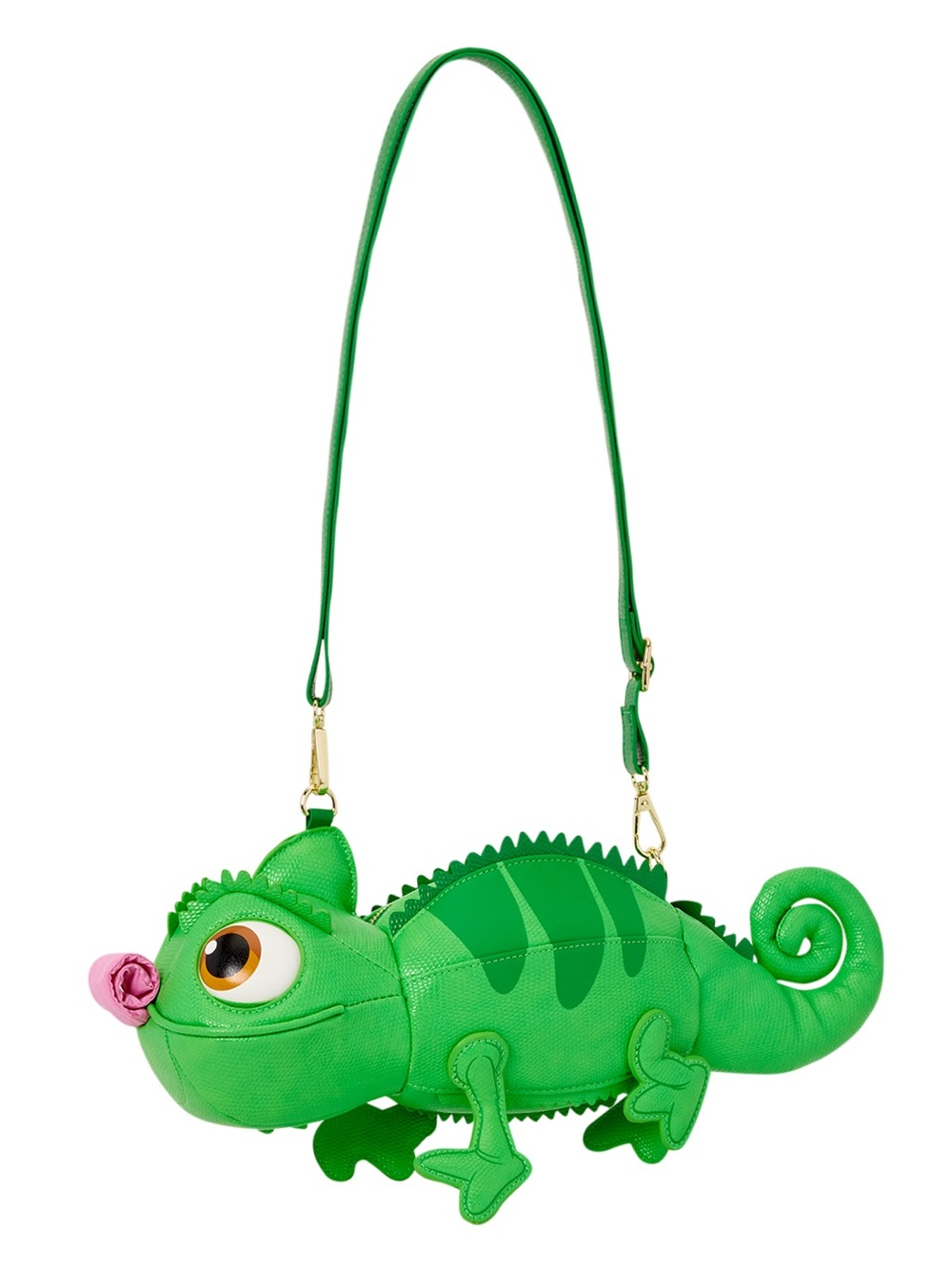 Loungefly Bright Pascal the Green Chameleon Crossbody Bag with Pink Tongue